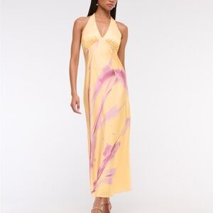A+F Julia Slip Halter Maxi Dress